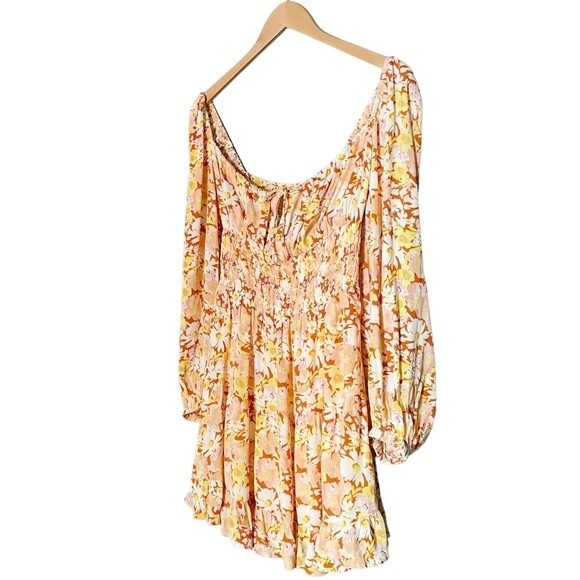 NWT L*Space Cassidy Long Sleeve Flowy Peasant Dress Yellow Floral Small NEW - Picture 8 of 12
